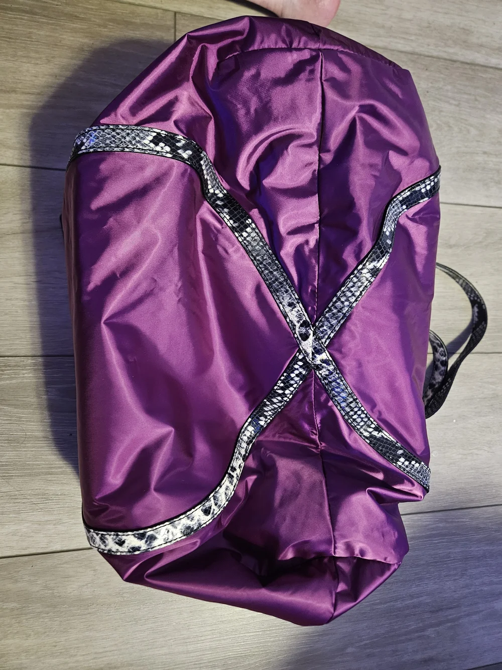 henri bendel Purple Tote with Black & White Snake-Print Trim